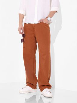 The Indian Garage Co - Men Brown Relaxed Fit Solid Mid-Rise Eternity Jeans