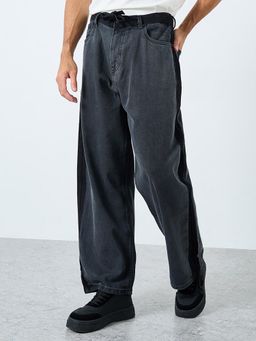 Styli - Men Black Baggy Jeans with Contrast Side Wash