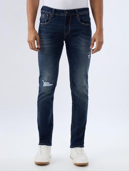 Spykar - Navy Blue Slim Fit Low Rise Jeans for Men