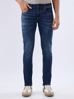 Spykar - Dark Blue Slim Fit Low Rise Jeans for Men