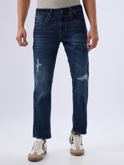 Spykar - Dark Blue Comfort Fit Mid Rise Jeans for Men