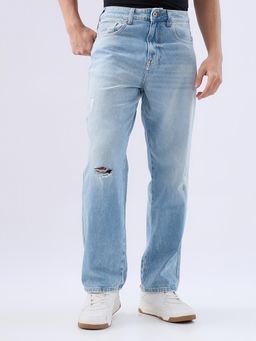 Spykar - Light Blue Loose Fit Low Rise Jeans for Men