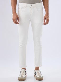 Spykar - White Slim Fit Mid Rise Jeans for Men