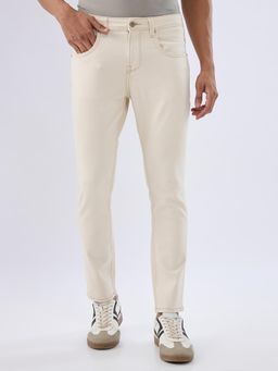 Spykar - Ecru Beige Slim Fit Mid Rise Jeans for Men