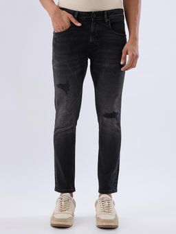 Spykar - Black Slim Fit Mid Rise Jeans for Men