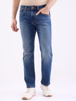 Spykar - Vintage Blue Mid Rise Comfort Fit Casual Jeans for Men