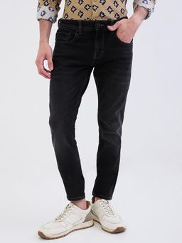Spykar - Black Mid Rise Slim Fit Casual Jeans for Men