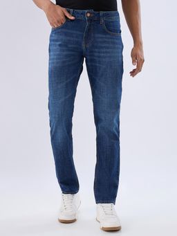 Spykar - Navy Blue Comfort Fit Mid Rise Jeans for Men