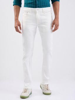 Spykar - White Mid Rise Regular Fit Casual Jeans for Men