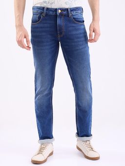 Spykar - Navy Blue Mid Rise Regular Fit Casual Jeans for Men