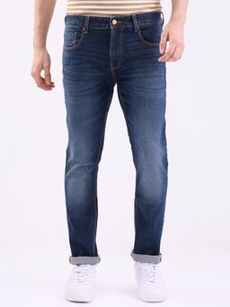 Spykar - Dark Blue Mid Rise Regular Fit Casual Jeans for Men