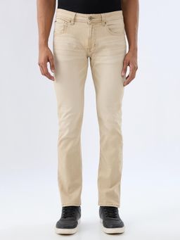 Spykar - Light Sand Beige Regular Fit Mid Rise Jeans for Men