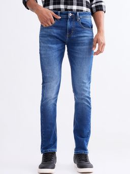 Spykar - Dark Blue Low Rise Slim Fit Casual Jeans for Men