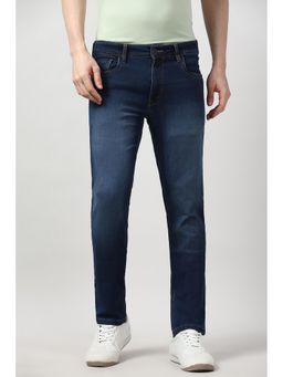 Peter England - Men Navy Blue Light Wash Jeans