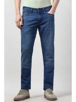 Peter England - Men Blue Mid Wash Jeans