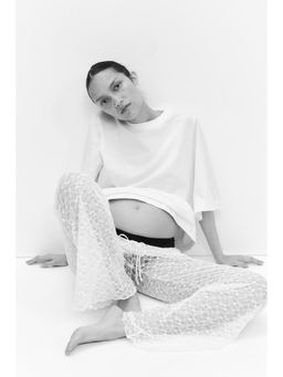 H&M - Women White MAMA Flared Lace-Look Trousers