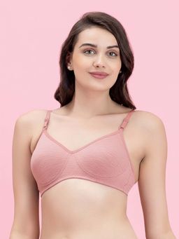 Groversons Paris Beauty - Womens Full-Coverage Cotton Blend Bra - Soft Support In Melange Pink