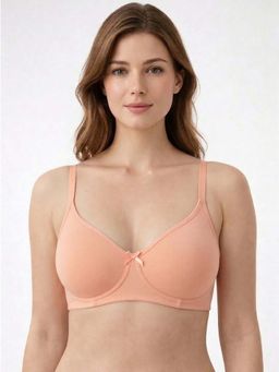 Groversons Paris Beauty - Womens Half-Coverage Cotton Blend Bra - Soft Support In Peach