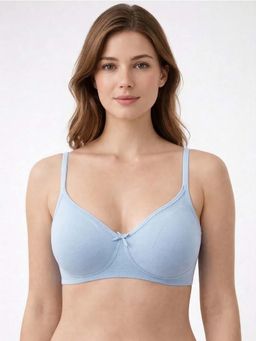 Groversons Paris Beauty - Womens Half-Coverage Cotton Blend Bra - Soft Support In Soft Blue