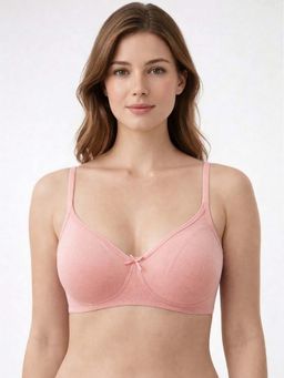 Groversons Paris Beauty - Womens Half-Coverage Cotton Blend Bra - Soft Support In Warm Pink