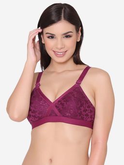 Groversons Paris Beauty - Womens Wire-Free Full-Coverage Cotton Blend Bra In Wine