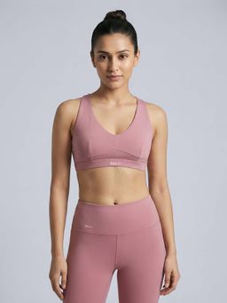 Fitkin - Women Criss Cross Back Pink- Medium Support Gym and Yoga Bra