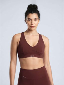 Fitkin - Women Criss Cross Back Maroon - Medium Support Gym And Yoga Bra