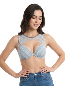 Curwish - Lacy Wonder Charm Lace Push-Up Bra Grey