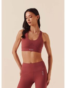 STRCH - Nylon Womens Seamless Zip Bra Vivid Brown