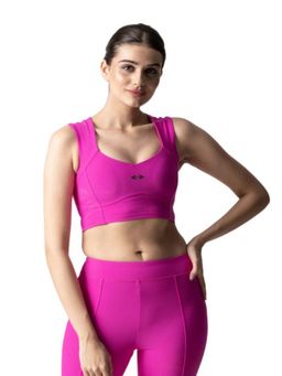 STRCH - Nylon Womens Reflective Gym Sports Bra Pink