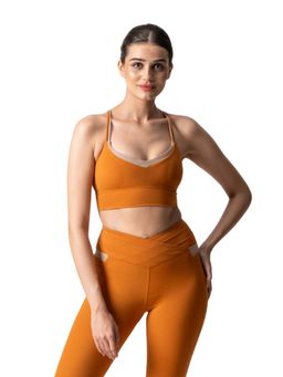 STRCH - Nylon Womens High Support Sports Bra Caramel