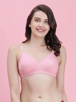 Groversons Paris Beauty - Womens Full-Coverage Cotton Blend Bra - Soft Support In Pink