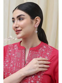 Biba - Women Light Pink Alloy Drop and Danglers