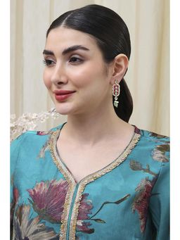 Biba - Women Pink and Green Brass Drop and Danglers