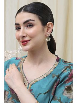 Biba - Women Pink and Green Brass Drop and Danglers