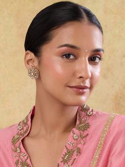 Indinoor - Zikra Kundan Polki White Stud Earrings