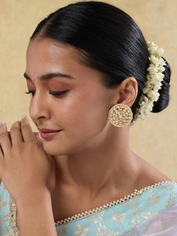 Indinoor - Anika Kundan Polki White Stud Earrings
