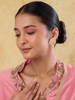 Indinoor - Reena Kundan Polki White Stud Earrings