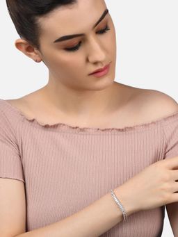 Zaveri Pearls - White Contemporary Baguette Diamonds Tennis Bracelet