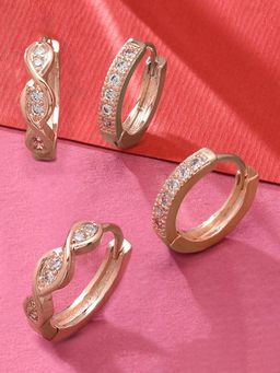 Zaveri Pearls - White Contemporary Hoop Earrings (Pack of 2)