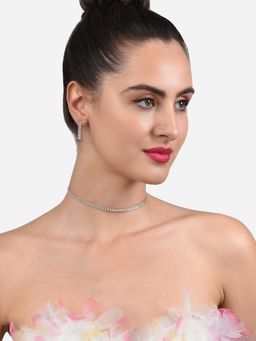 Zaveri Pearls - Green Dazzling Baguette Cubic Zirconia Necklace and Earring Set