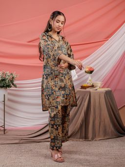 Yufta - Multicolor Floral Printed Kurta and Palazzo (Set of 2)