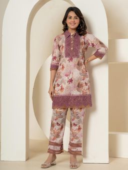 Yufta - Purple Schiffli Kurta and Pant (Set of 2)