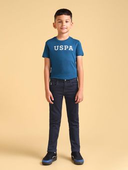 U.S. POLO ASSN. - Boys Navy Blue Solid Plain Jeans