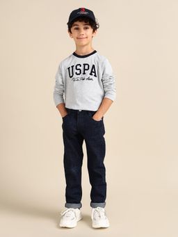 U.S. POLO ASSN. - Navy Blue Printed Cotton Jeans