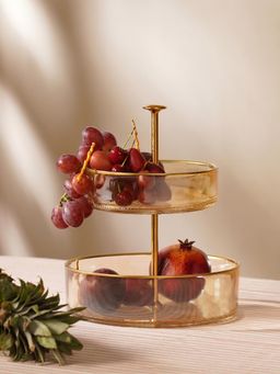 Pure Home + Living - Beige Two Tiered Radial Textured Cookie Stand