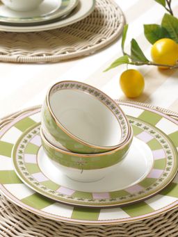 Pure Home + Living - Pink & Green Palmera Print Bowls