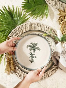 Pure Home + Living - Beige Ceramic Printed Dessert Plate