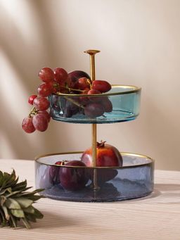 Pure Home + Living - Blue Two Tiered Radial Textured Cookie Stand