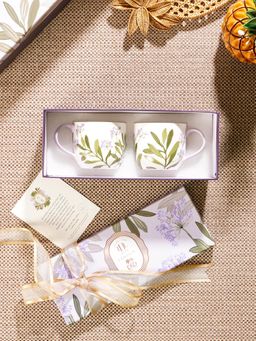 Pure Home + Living - Purple Printed Bone China Coffee Mugs